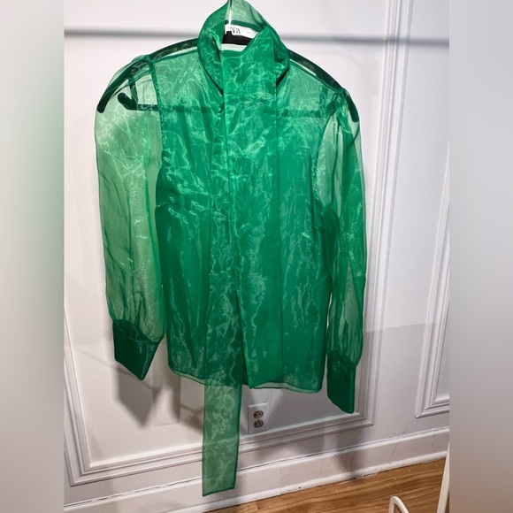 GREEN MESH BLOUSE // ZARA // size medium 💚 - Picture 5 of 6